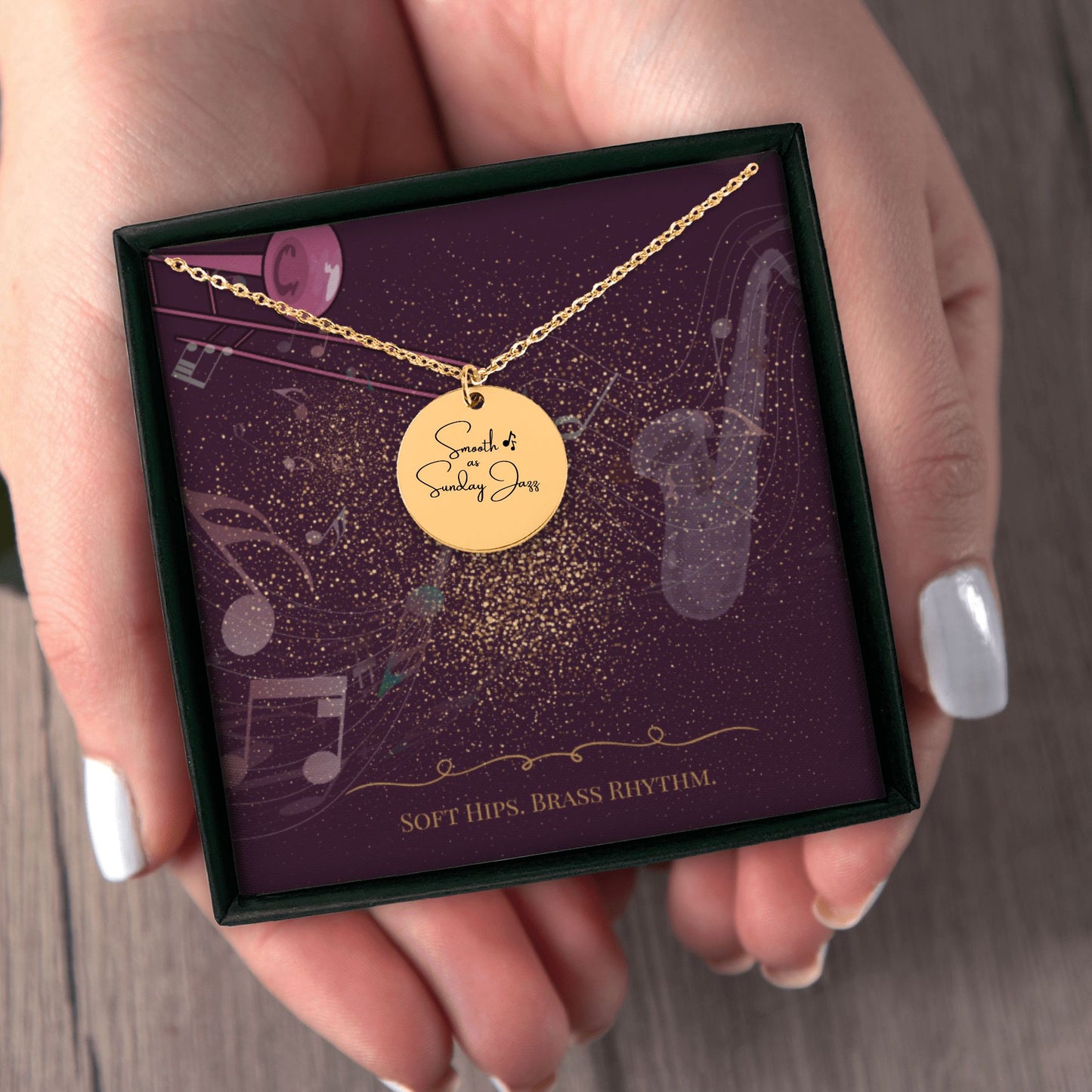 Smooth as Sunday Jazz – Gold Coin Engraved Necklace