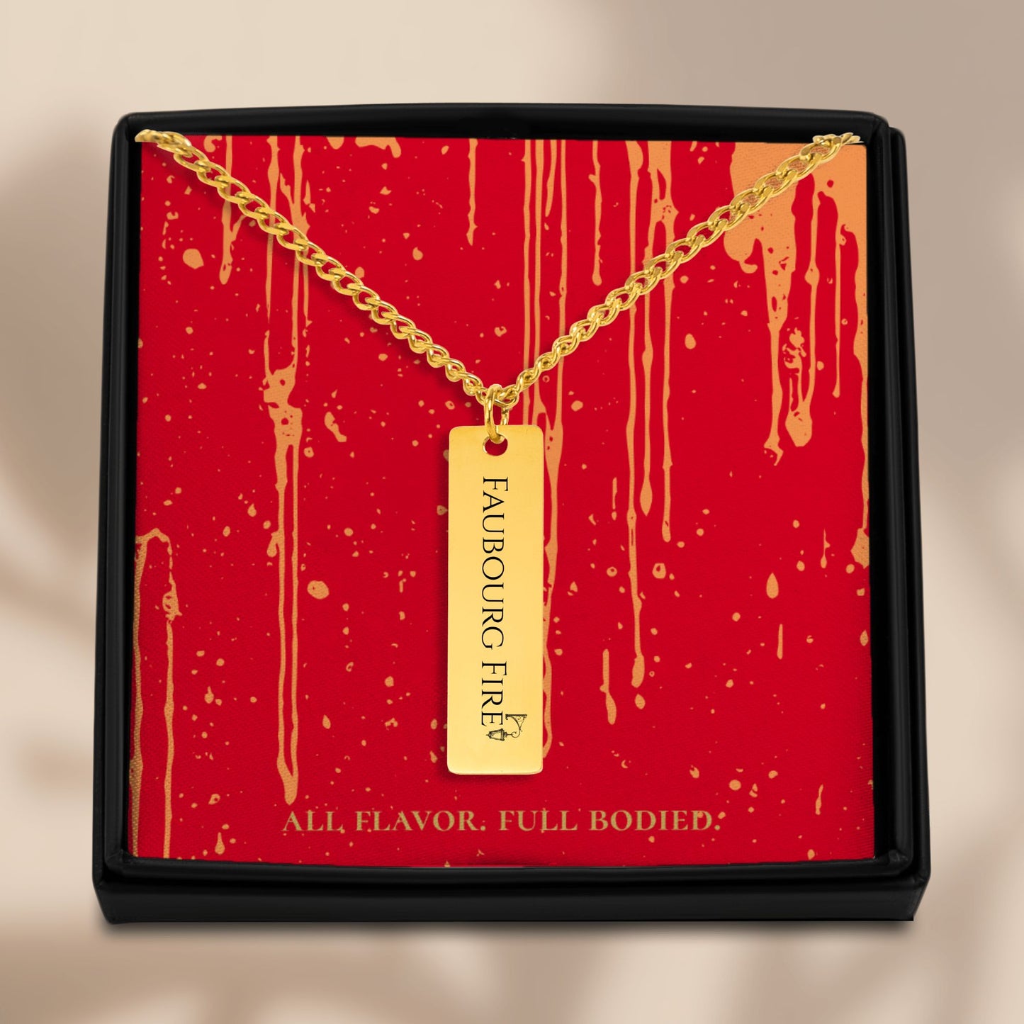 Faubourg Fire – Gold Cuban Chain Engraved Necklace