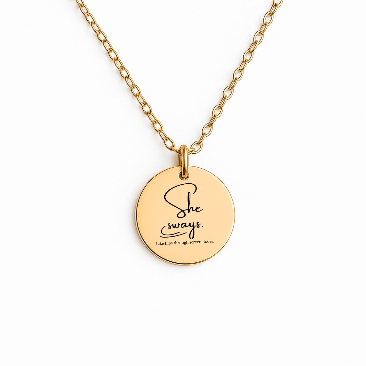 She Sways – Gold Coin Engraved Necklace