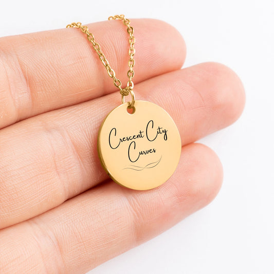 Crescent City Curves – Gold Coin Engraved Necklace