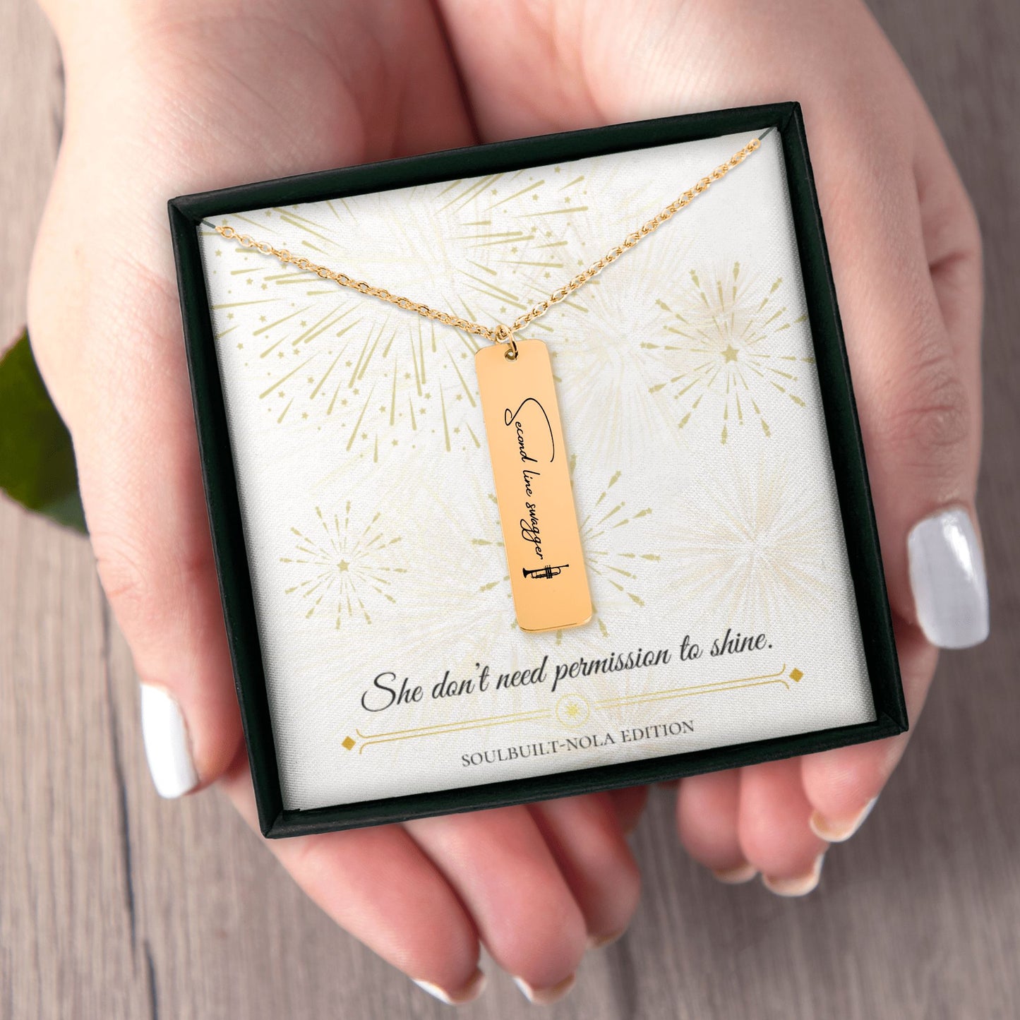 Second Line Swagger – Vertical Bar Engraved Necklace