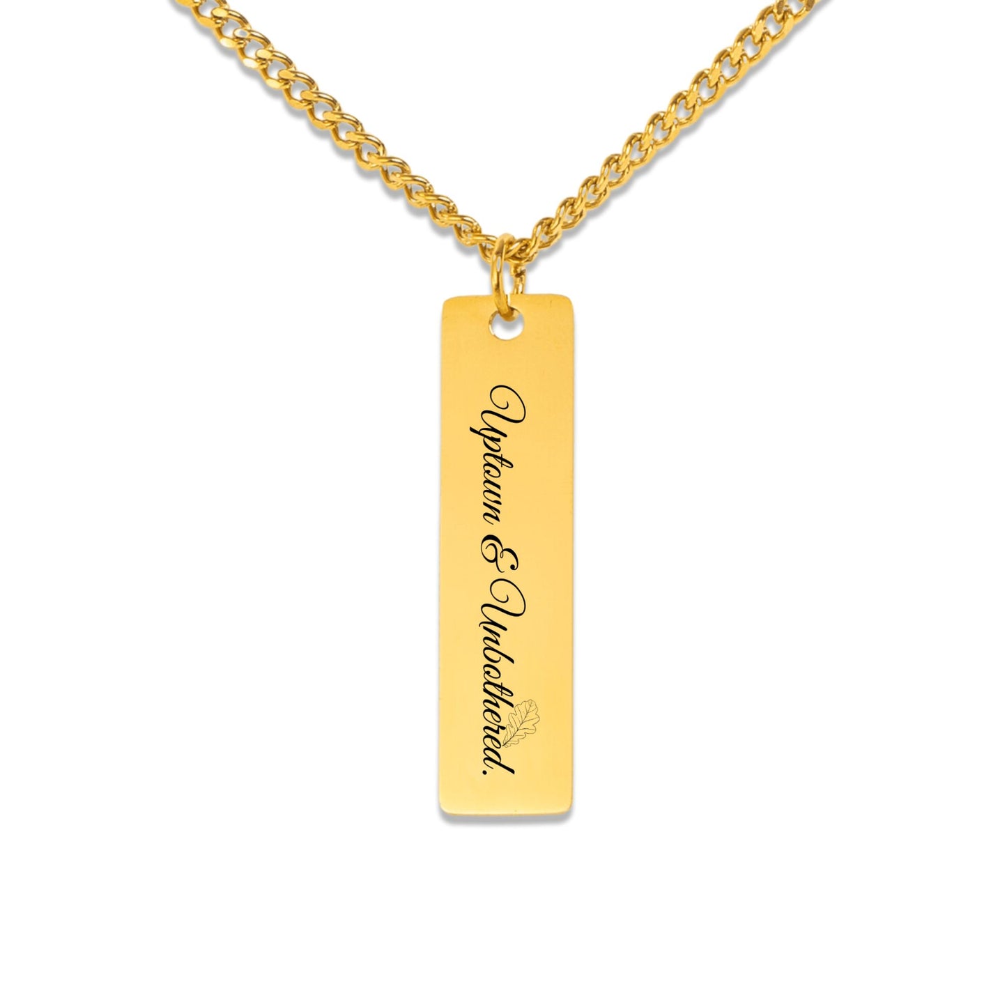 Uptown & Unbothered – Gold Cuban Chain Engraved Necklace