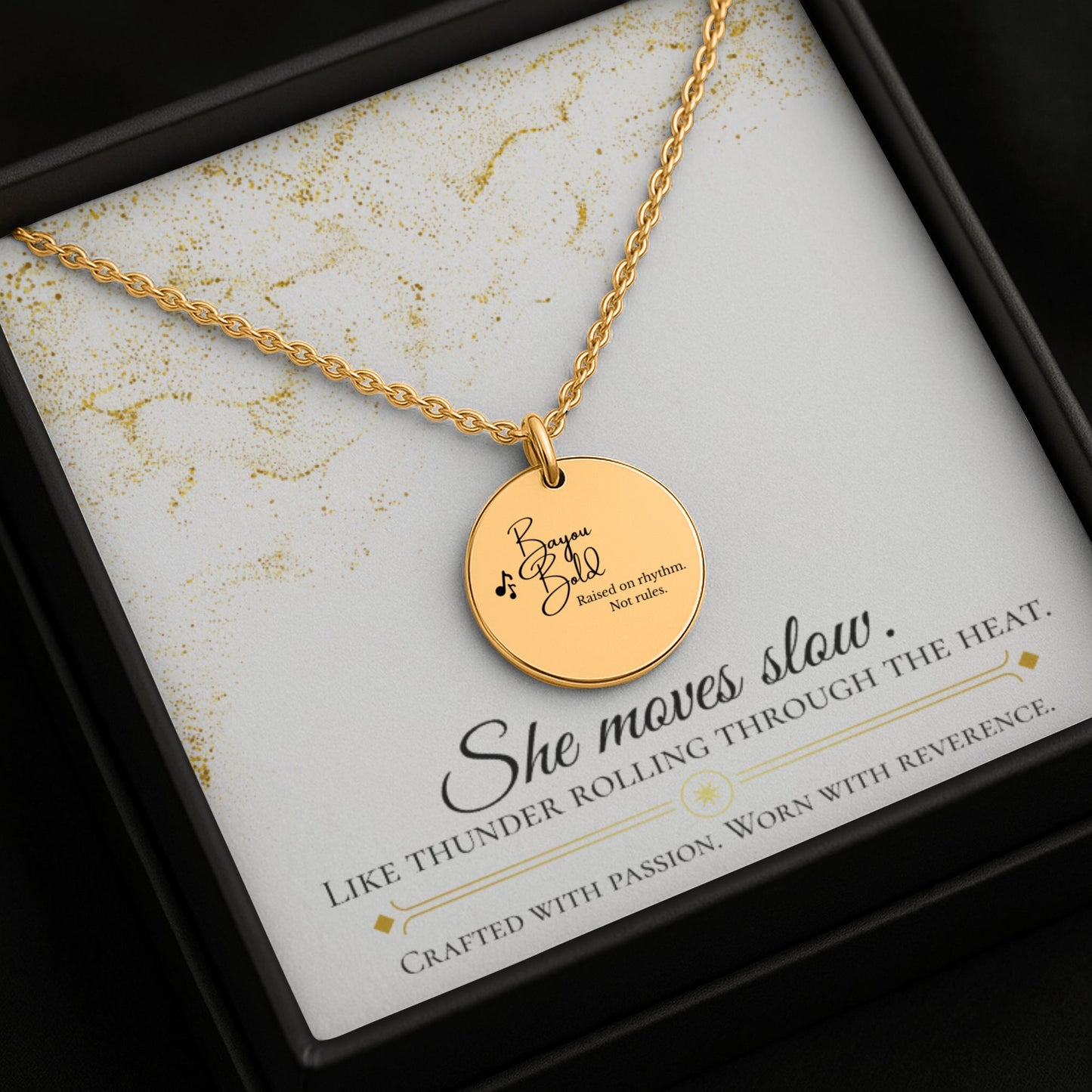 Bayou Bold – Gold Coin Engraved Necklace
