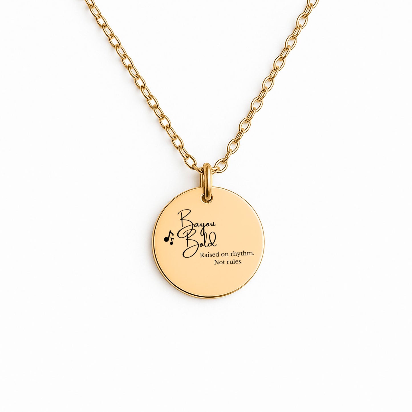 Bayou Bold – Gold Coin Engraved Necklace