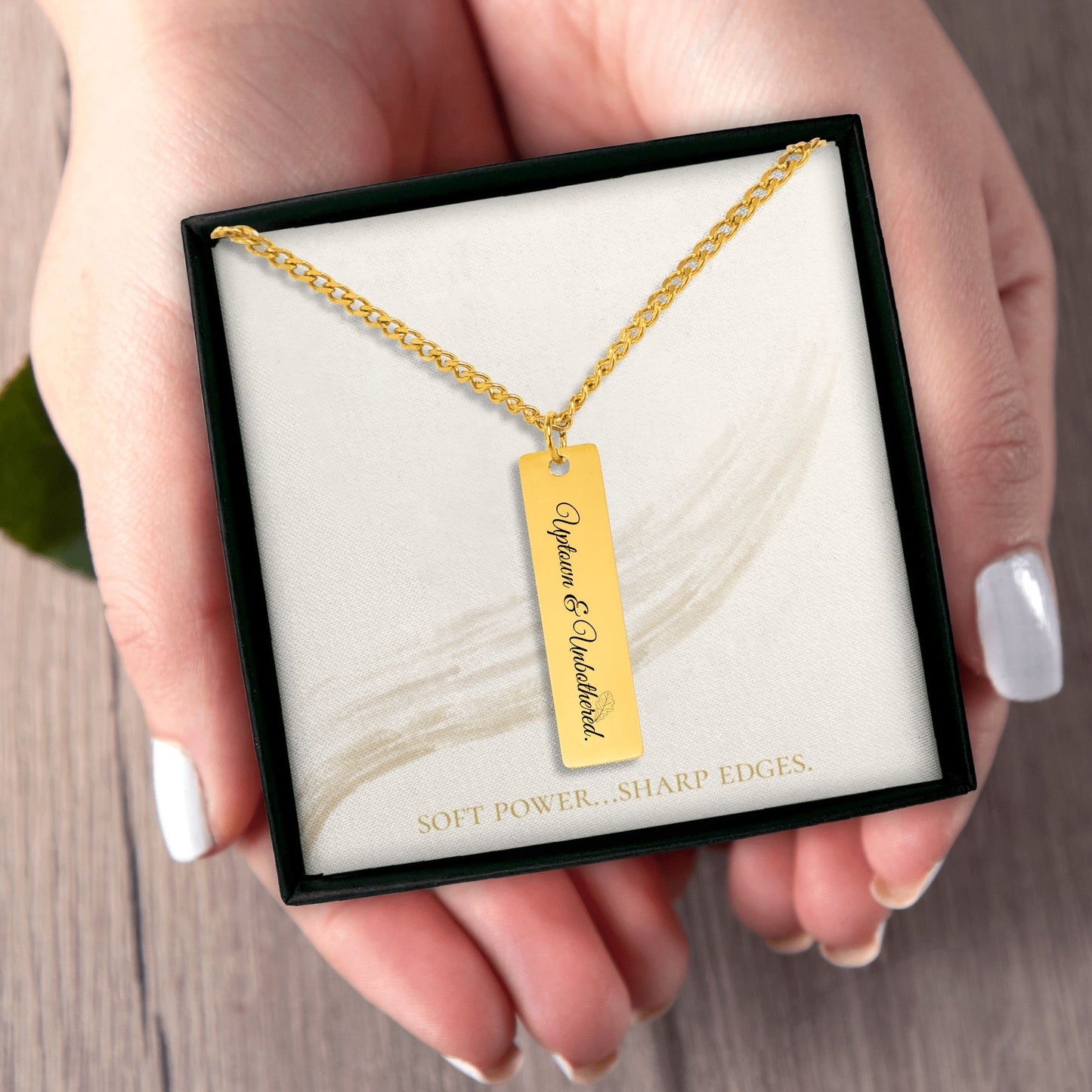 Uptown & Unbothered – Gold Cuban Chain Engraved Necklace