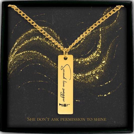 Second Line Swagger – Gold Bar Pendant on Cuban Chain