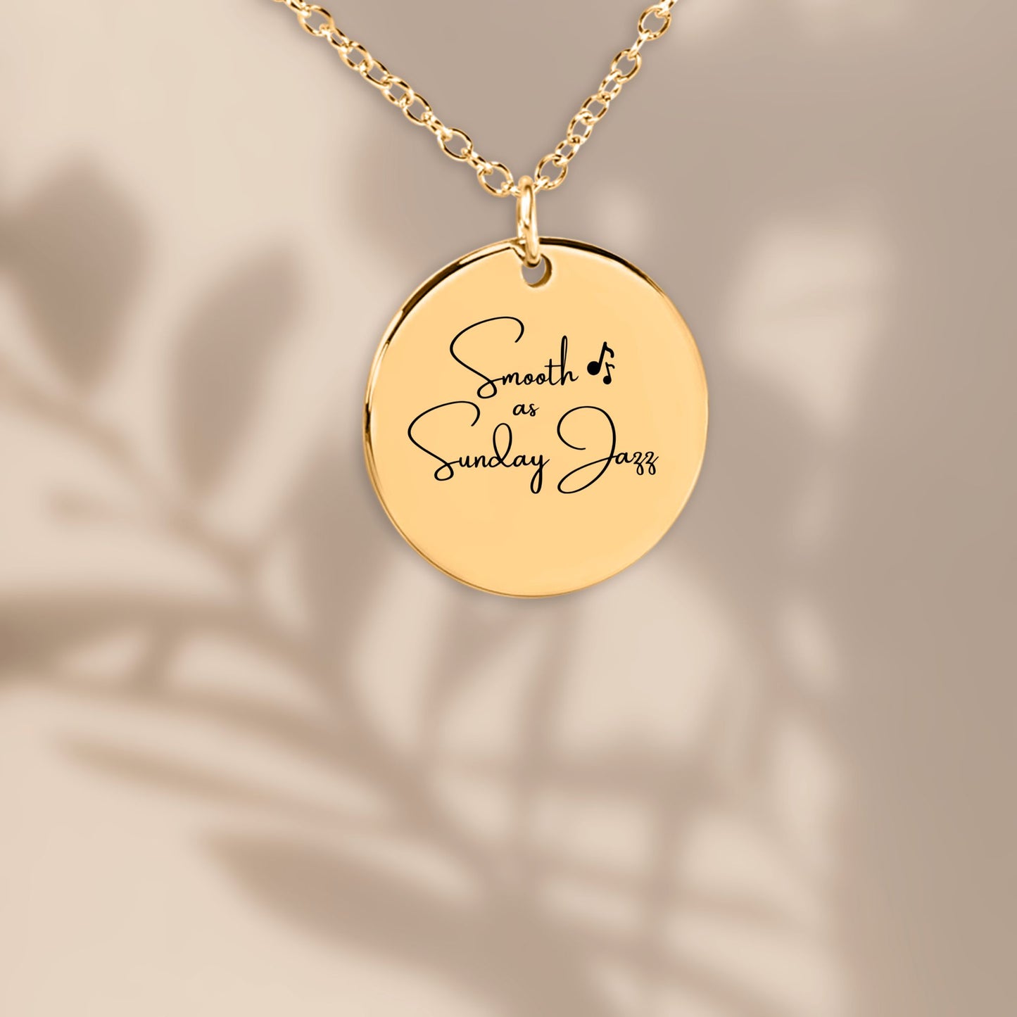 Smooth as Sunday Jazz – Gold Coin Engraved Necklace