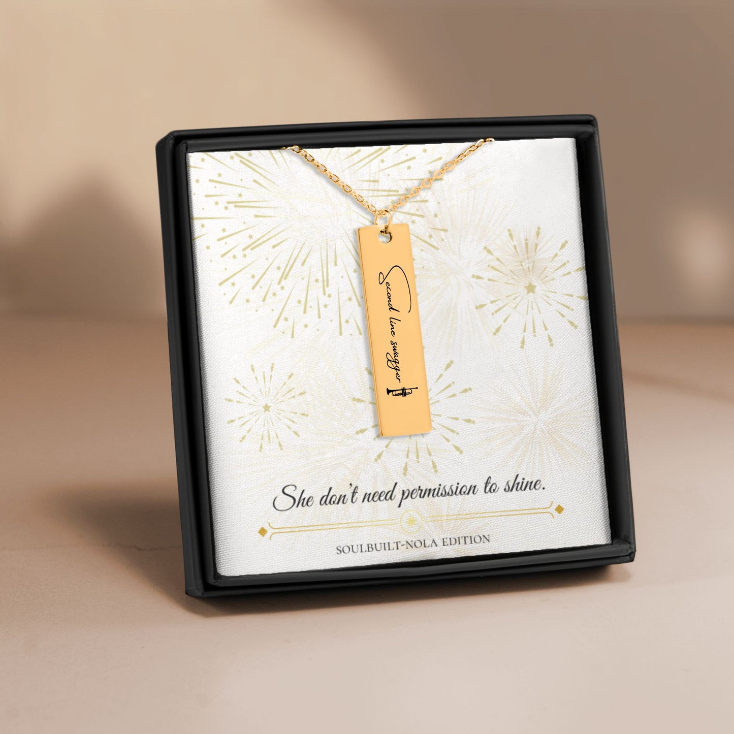 Second Line Swagger – Vertical Bar Engraved Necklace
