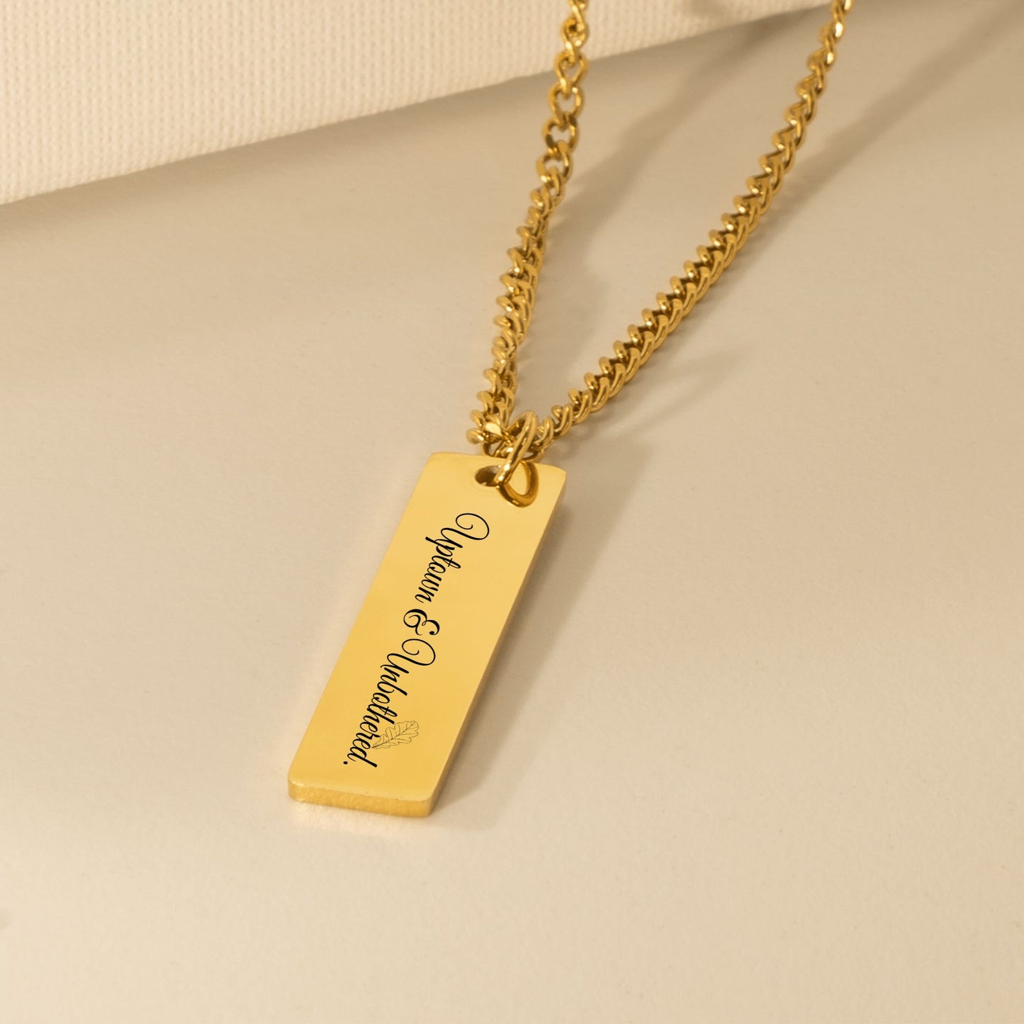 Uptown & Unbothered – Gold Cuban Chain Engraved Necklace