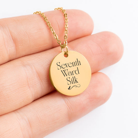 Seventh Ward Silk – Gold Coin Engraved Necklace