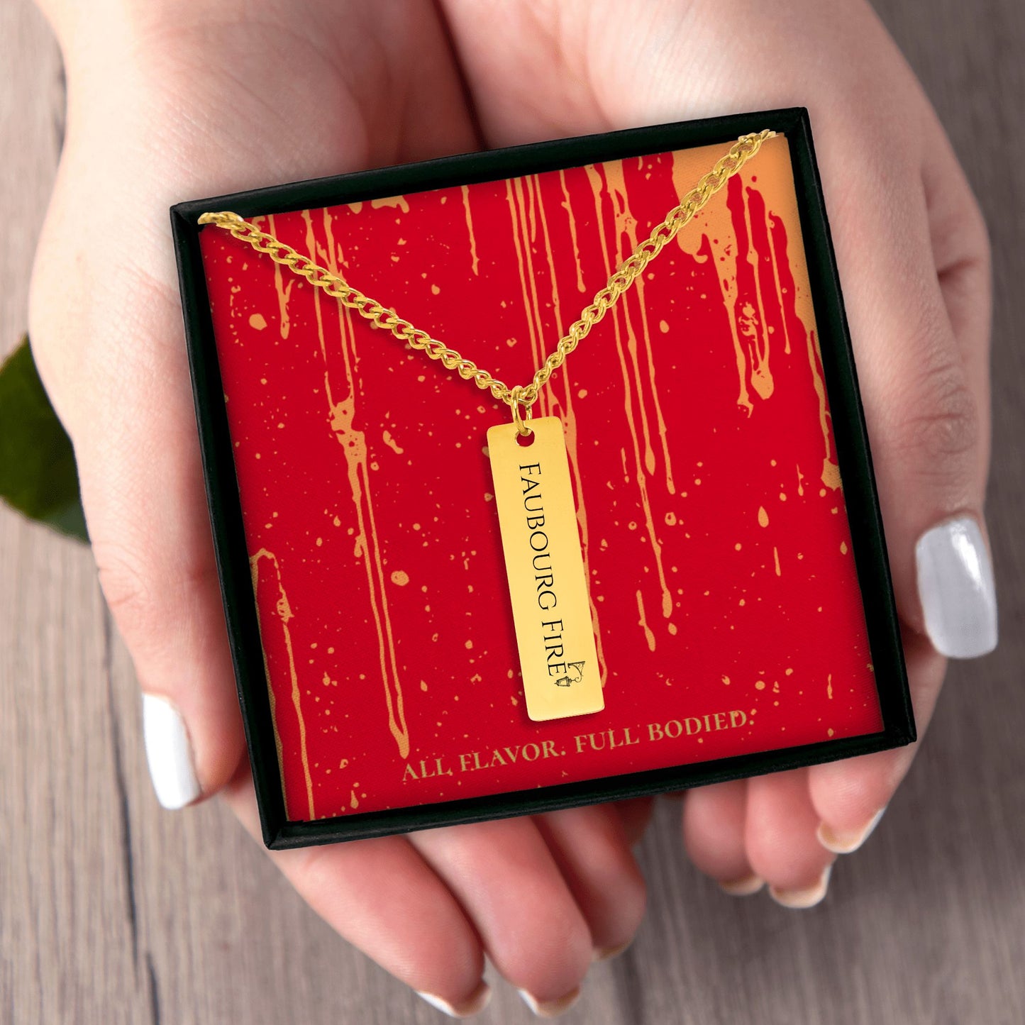 Faubourg Fire – Gold Cuban Chain Engraved Necklace