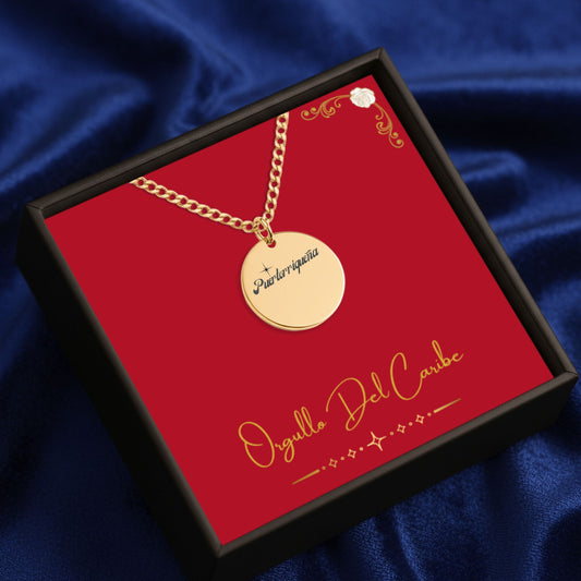 Puertorriqueña – Radiant Coin Engraved Necklace