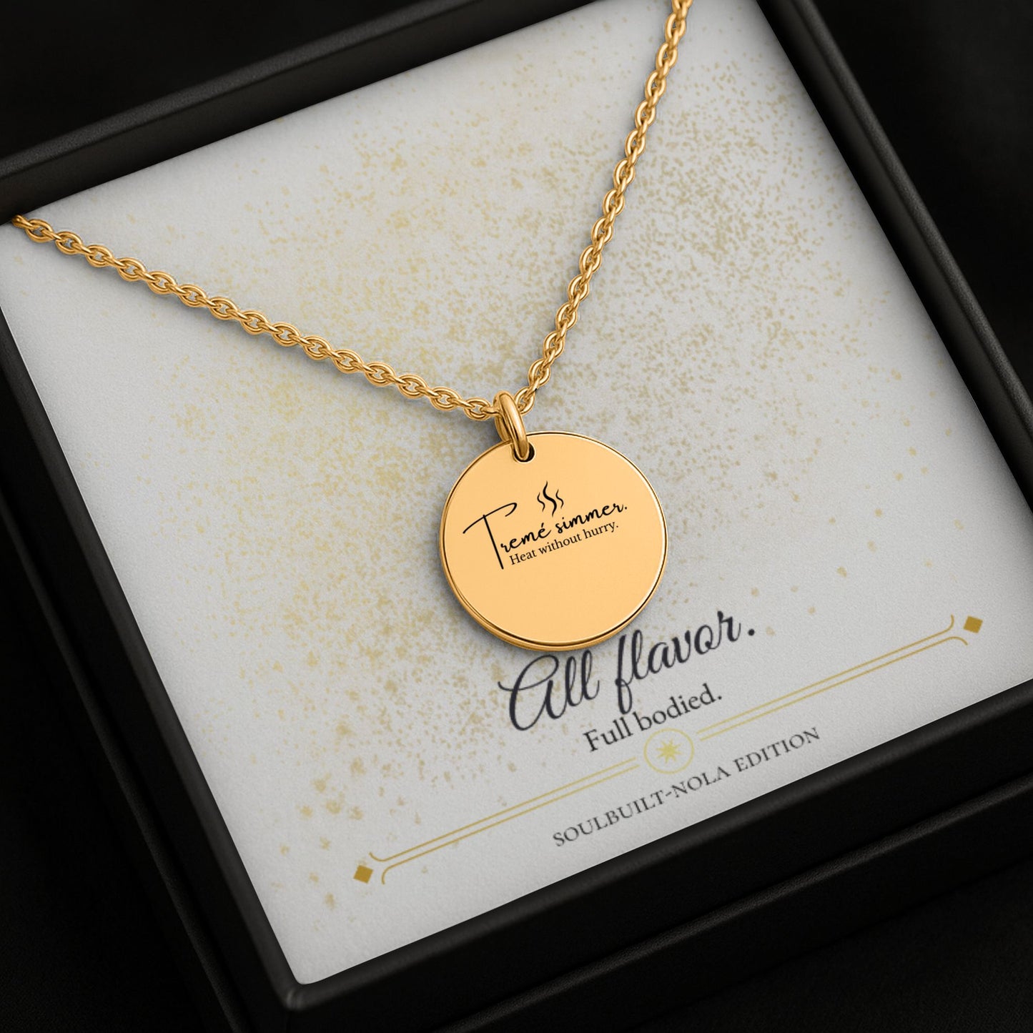 Tremé Simmer – Gold Coin Engraved Necklace