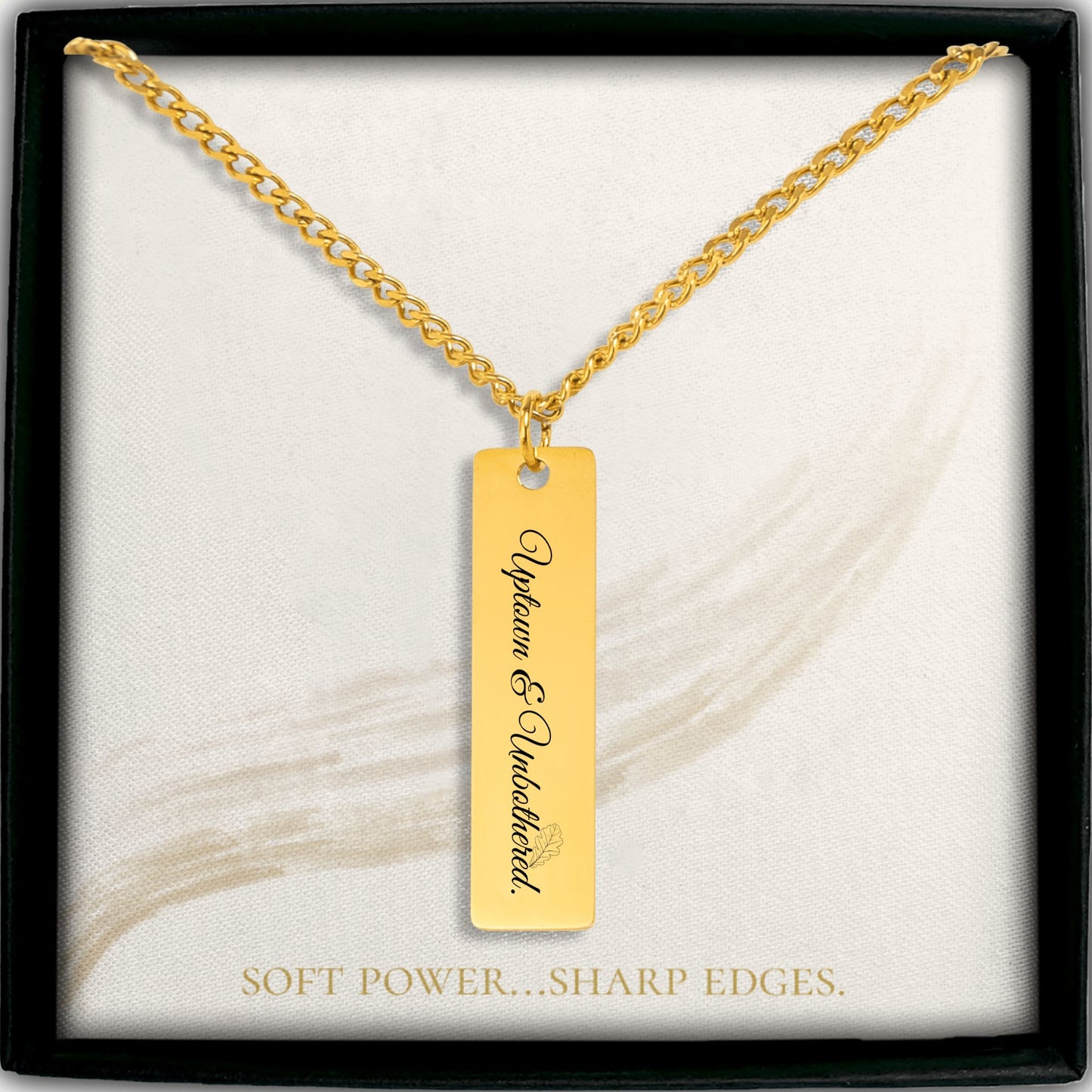 Uptown & Unbothered – Gold Cuban Chain Engraved Necklace