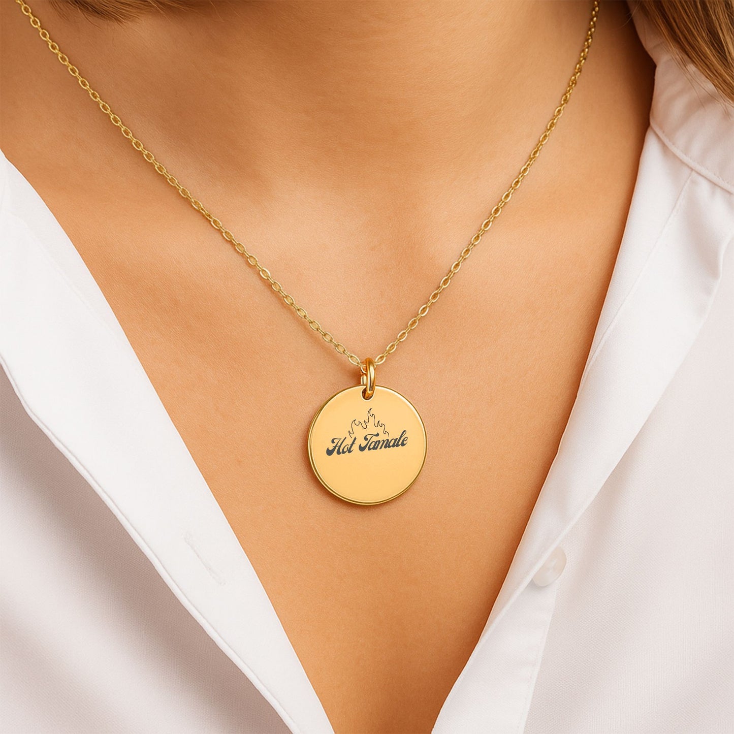 Hot Tamale – Radiant Coin Engraved Necklace