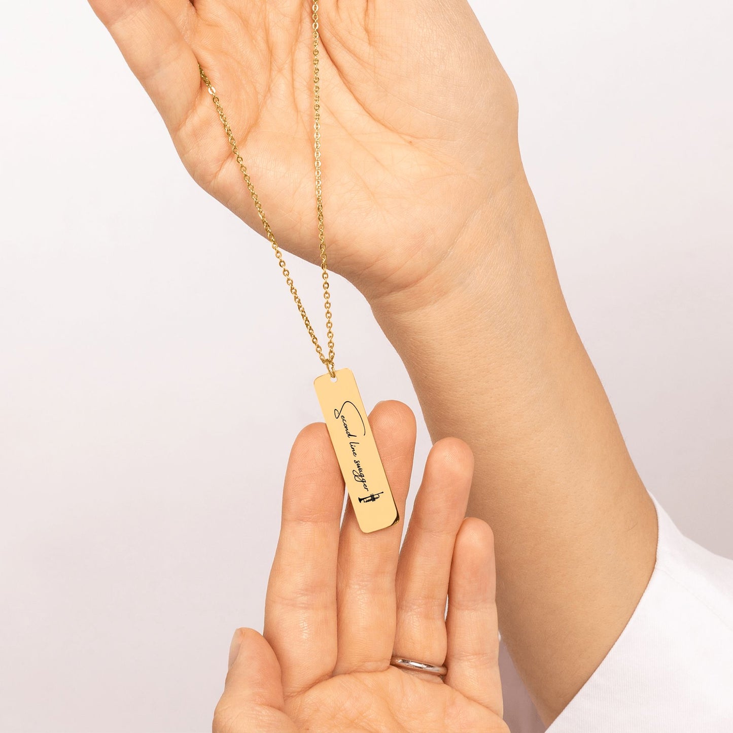 Second Line Swagger – Vertical Bar Engraved Necklace