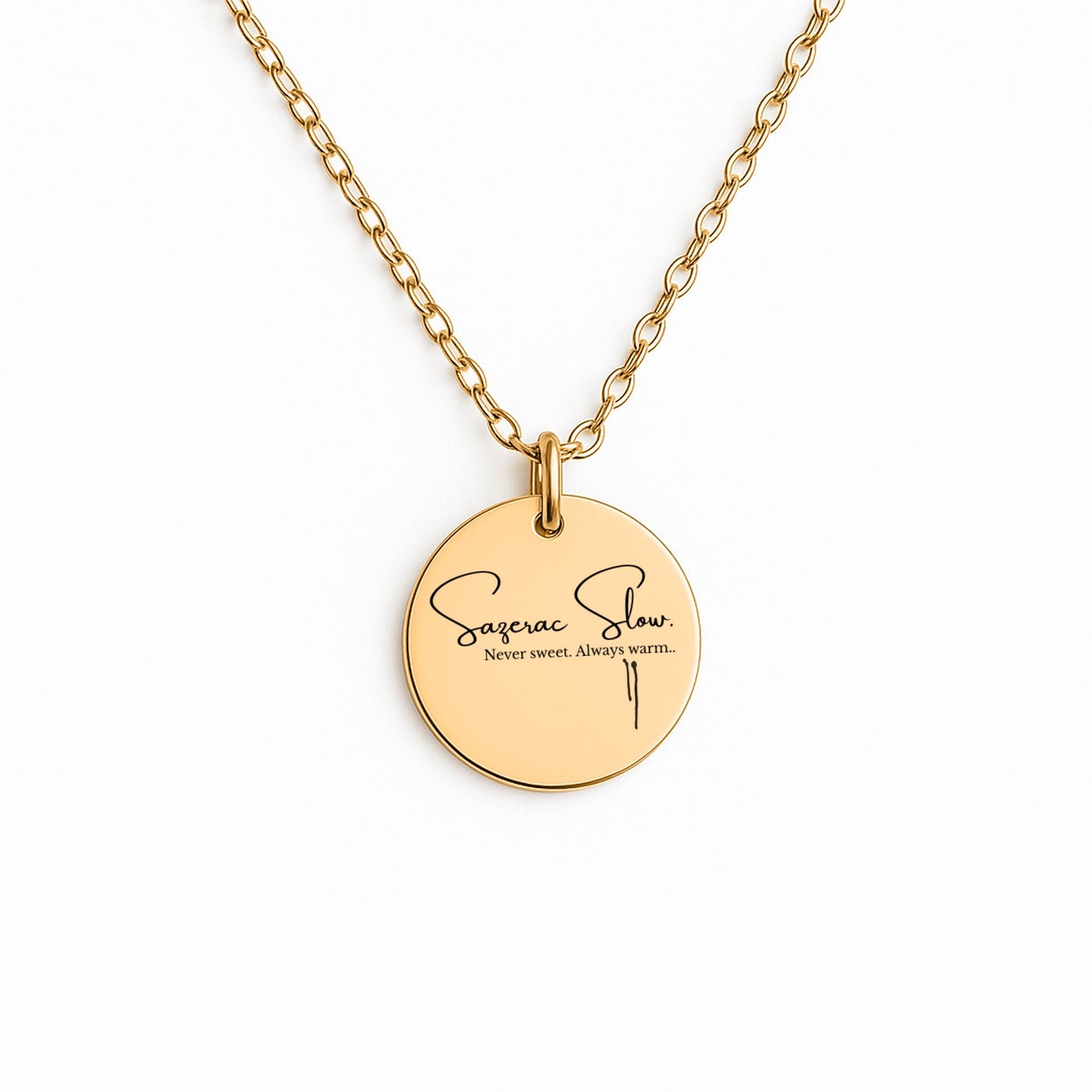 Sazerac Slow – Gold Coin Engraved Necklace
