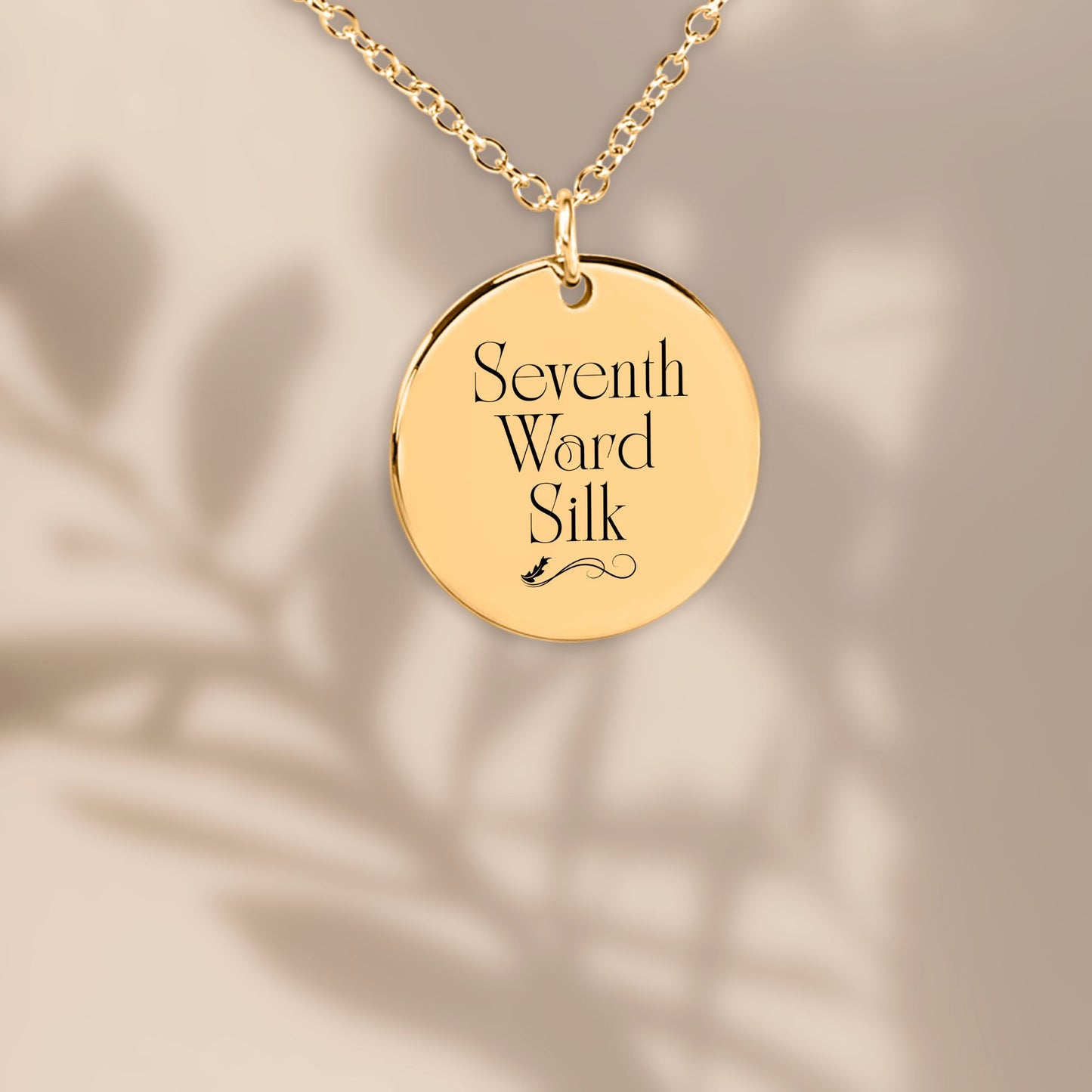 Seventh Ward Silk – Gold Coin Engraved Necklace