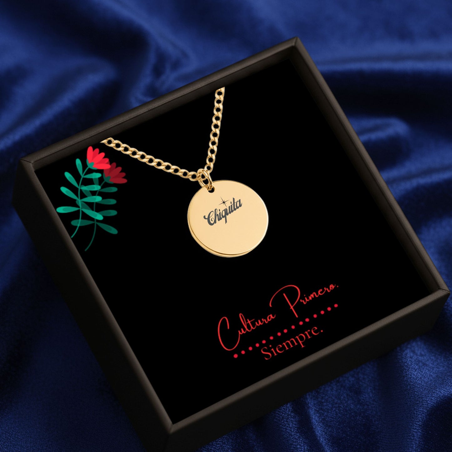 Chiquita – Radiant Coin Engraved Necklace (Cuban Chain)