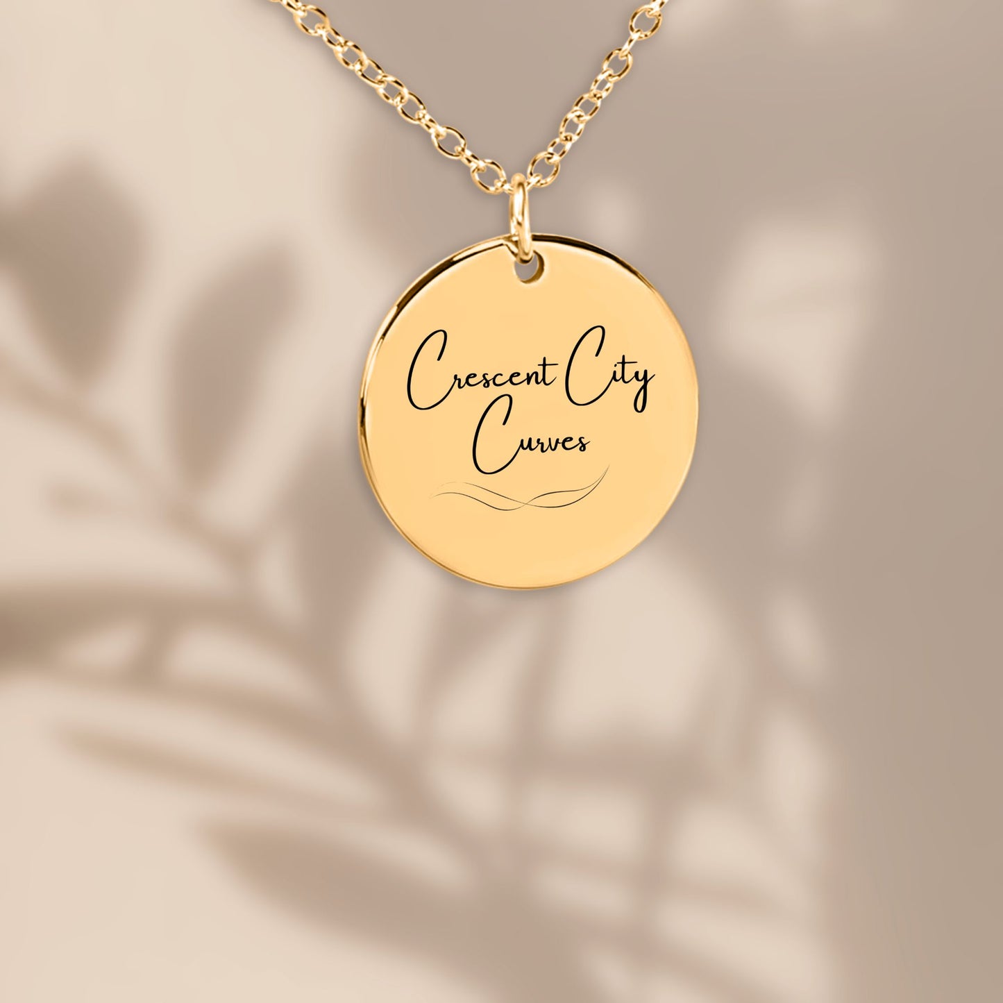 Crescent City Curves – Gold Coin Engraved Necklace