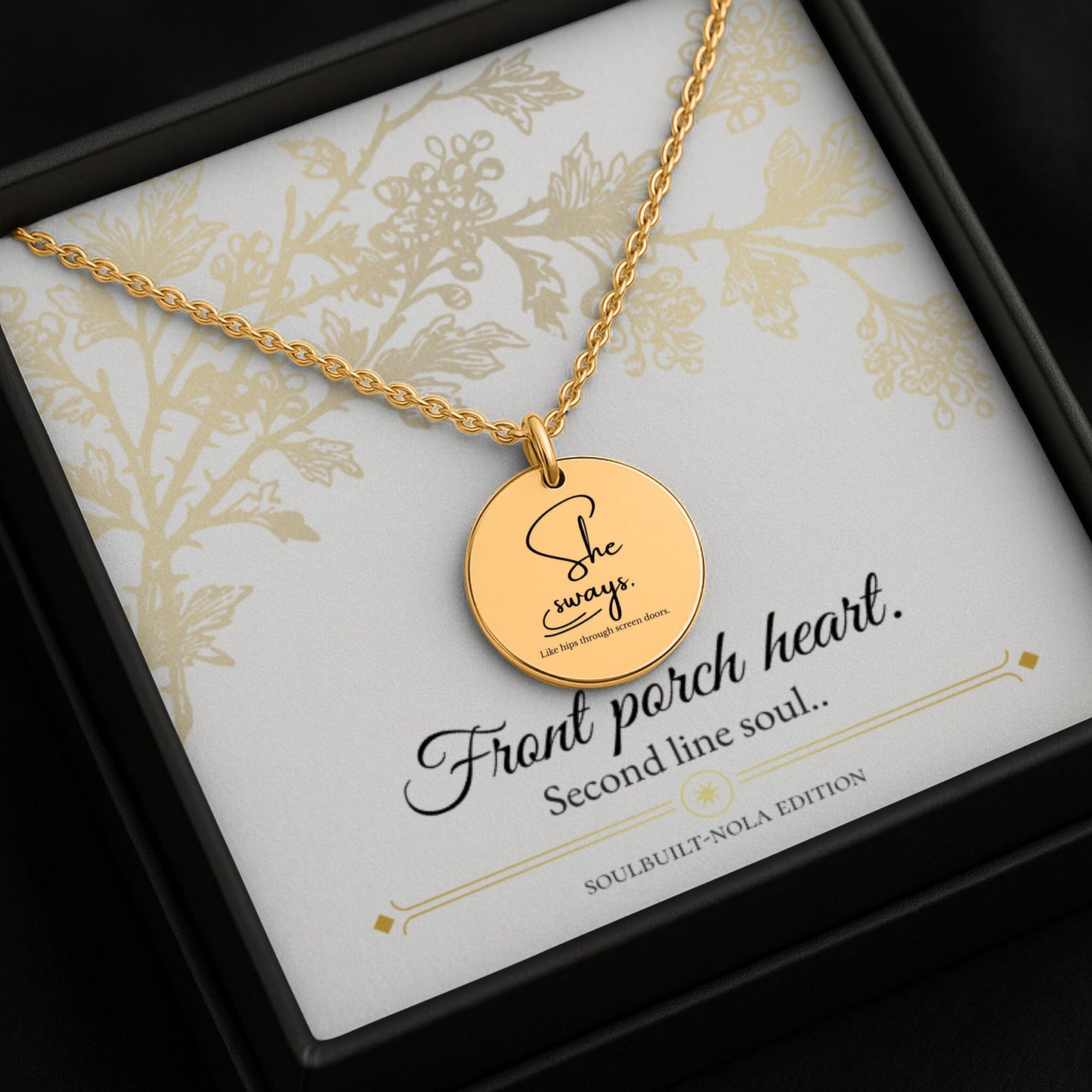 She Sways – Gold Coin Engraved Necklace
