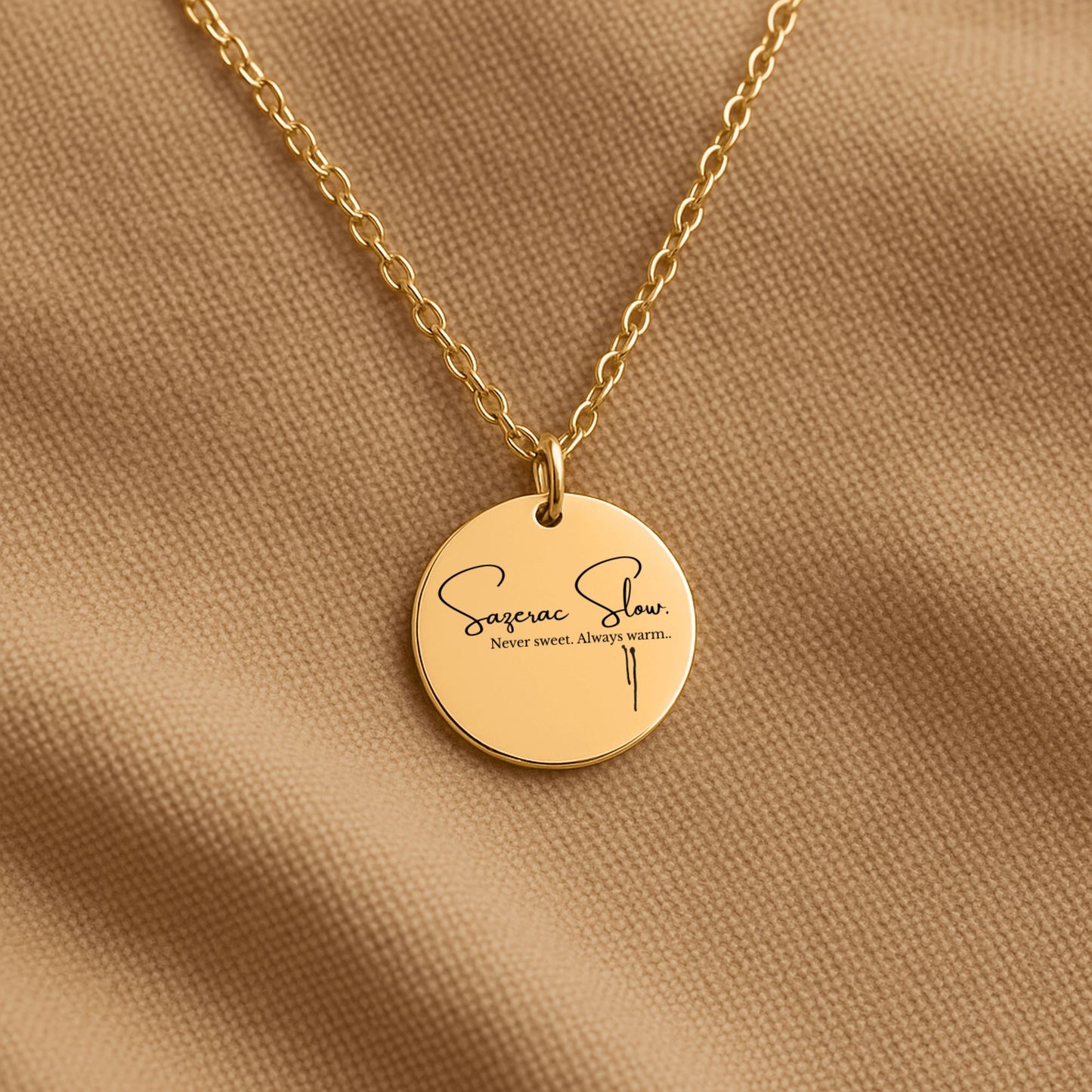 Sazerac Slow – Gold Coin Engraved Necklace