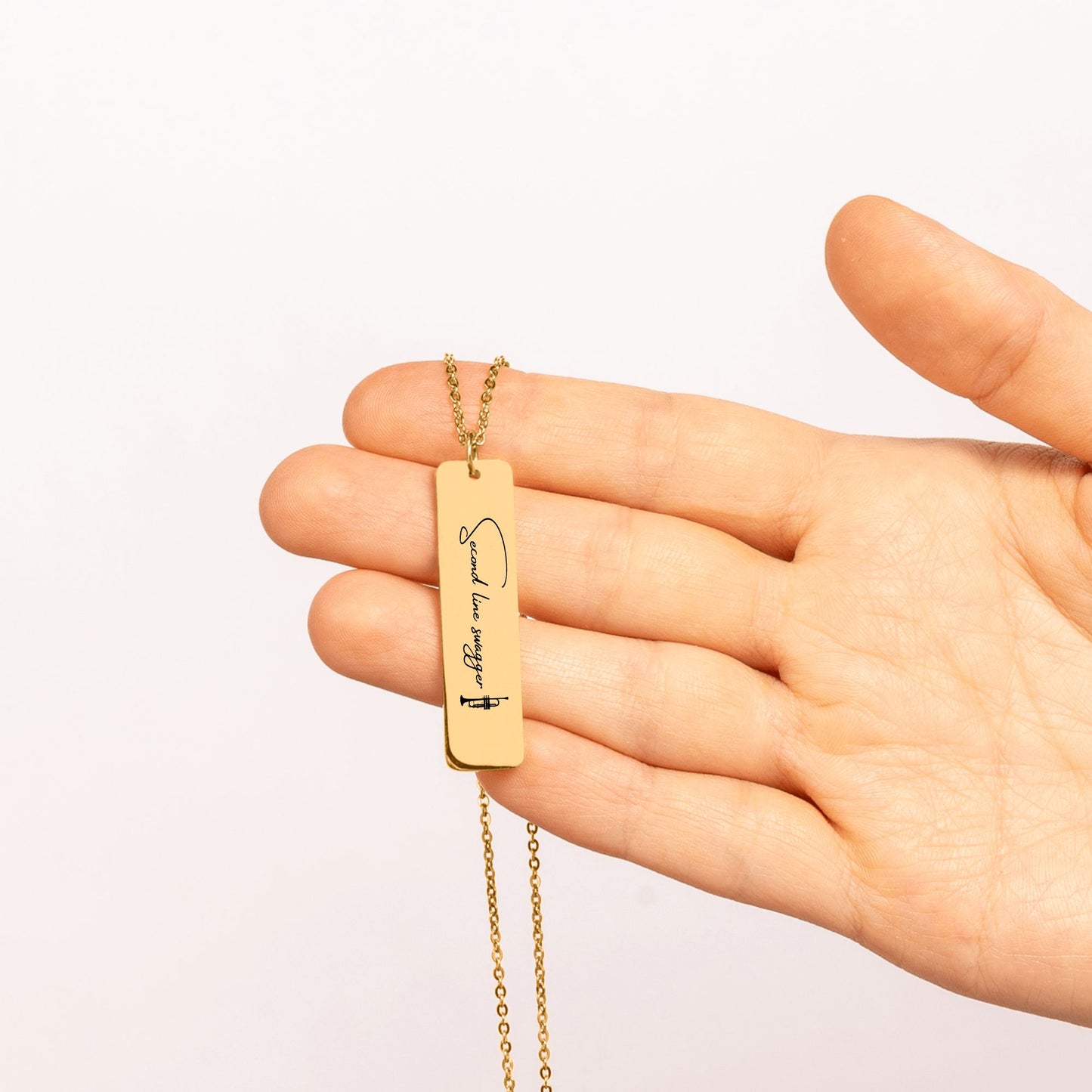 Second Line Swagger – Vertical Bar Engraved Necklace