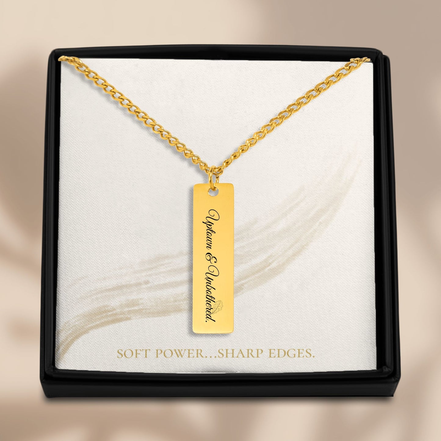 Uptown & Unbothered – Gold Cuban Chain Engraved Necklace