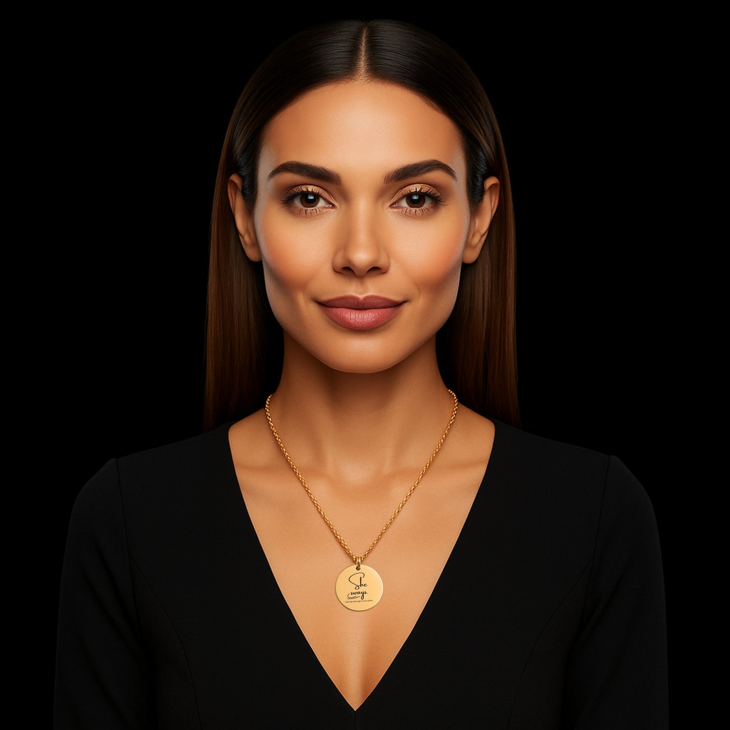 She Sways – Gold Coin Engraved Necklace